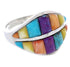 Sterling Silver Multicolor Inlay Southwest Ring Size 8-1/2 UX36019